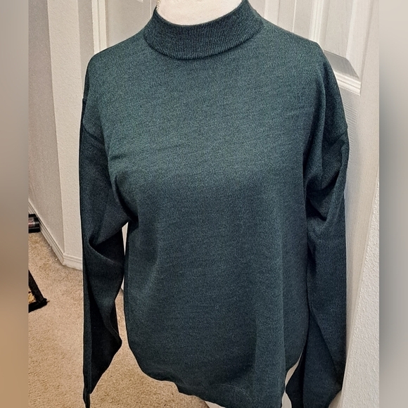 Brandini Men's Forest Green 100% Extra Fine Merino Wool Sweater - Picture 1 of 6